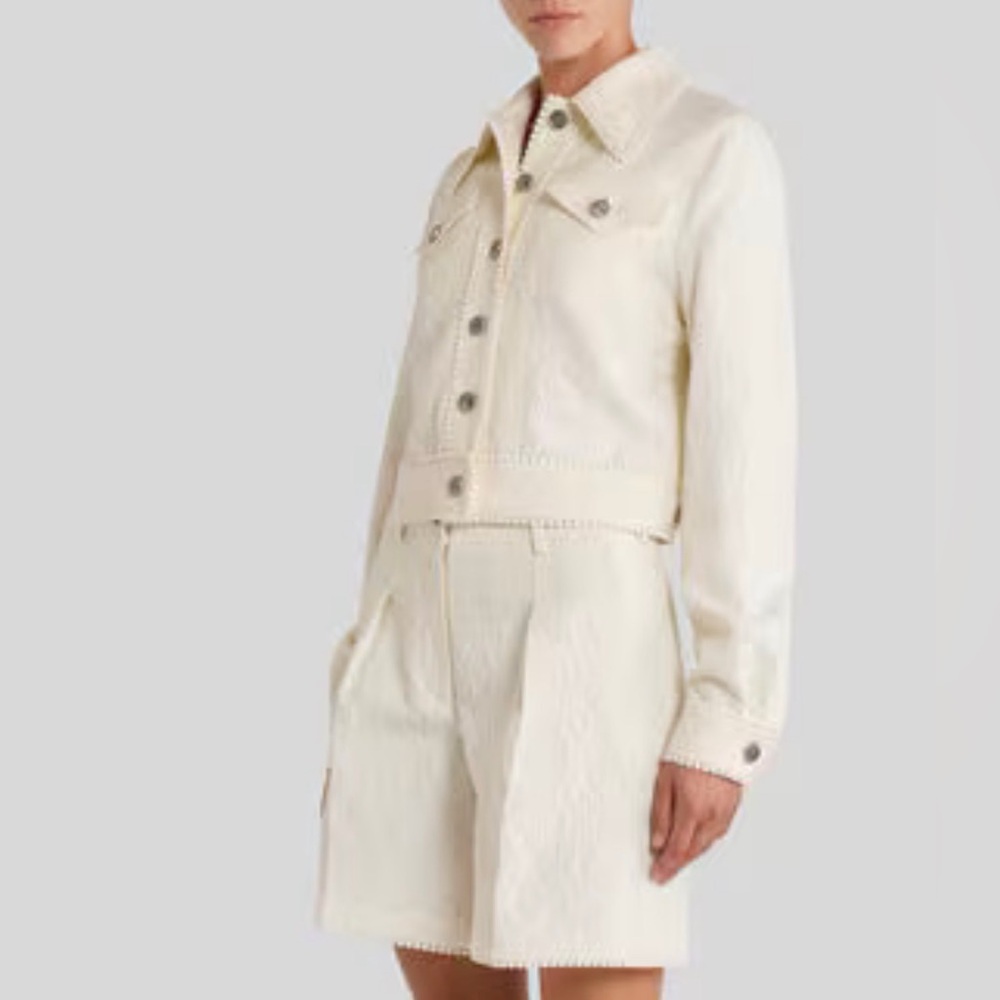 NWT 2190$ Etro Cropped Paisley Button up Jacket Cream Ivory